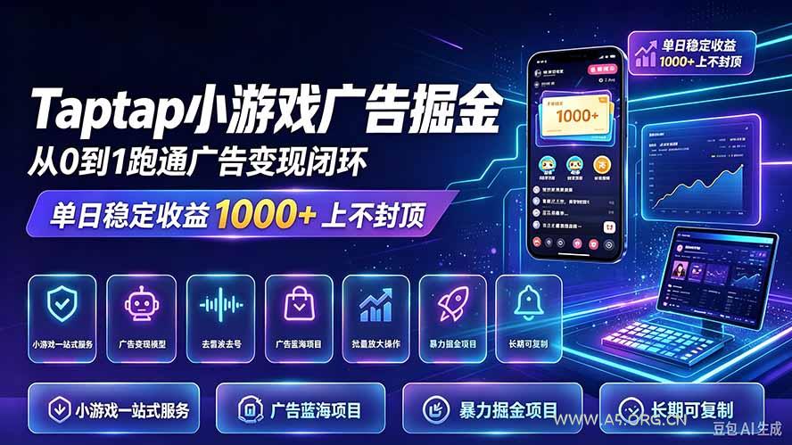 TapTap小游戏广告掘金日赚收益1000+上不封顶 - 小红泡