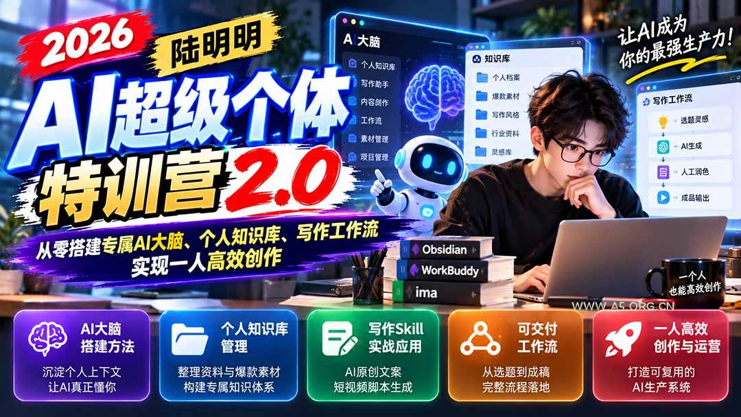 2026AI超级个体特训营2.0:从零搭建专属AI大脑、个人知识库、写作工作流,实现一人高效创作 - 小红泡 2026AI超级个体特训营2.0:从零搭建专属AI大脑、个人知识库、写作工作流,实现一人高效创作 - 小红泡